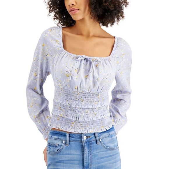 Planet Gold Juniors Square-Neck Smocked Top Size XL - Picture 1 of 3